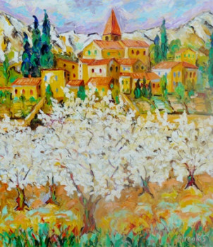 Named contemporary work « Cerisiers en fleurs », Made by BERNARD NICOLAS