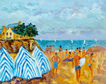 Named contemporary work « Plage bretonne », Made by BERNARD NICOLAS