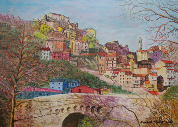 Named contemporary work « vILLAGE DE CORTES », Made by MICHEL FORET