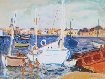 Named contemporary work « 00131 - Baignade au port de Saint Gilles », Made by HENRY SIMON
