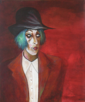 Named contemporary work « CLOWN AU CHAPEAU NOIR », Made by MIREILLE MAURY