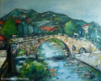 Named contemporary work « Le pont de pierre de Prizren », Made by GAZMEND FREITAG