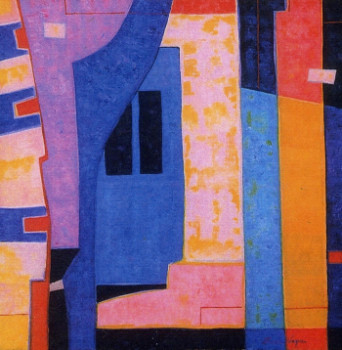 Named contemporary work « Porte bleue en Grèce », Made by FRANCE WAGNER