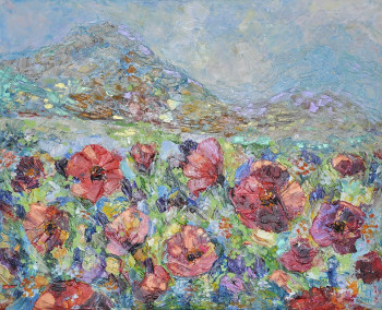 Named contemporary work « Champ de coquelicots », Made by LIUBOV