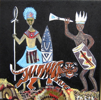 Named contemporary work « African Warriors », Made by FABIE