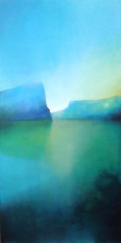 Named contemporary work « Printemps bleu et vert 4 », Made by ELYSABETH BECLIER