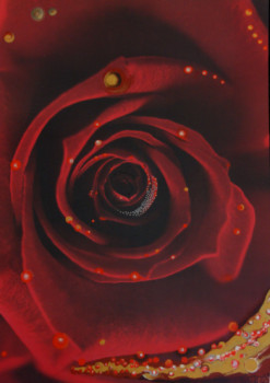 Named contemporary work « rose-galaxie », Made by MONAIKA