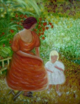 Named contemporary work « Femme & Enfant au jardin », Made by CBC