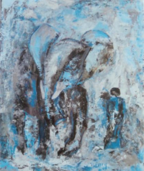 Named contemporary work « L'ELEPHANT ET LA FEMME », Made by YASMINE BLOCH