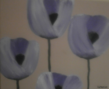 Named contemporary work « les tulipes mauves », Made by CATHERINE NICOLAS