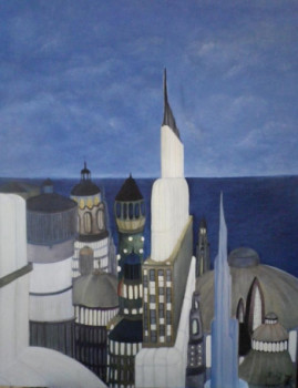 Named contemporary work « La ville bleue », Made by JEANNINE LIBON