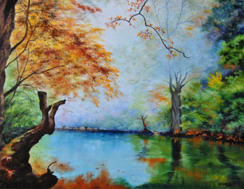 Named contemporary work « La rivière à l' automne », Made by ANDRé GILLOUAYE