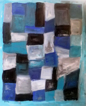 Named contemporary work « Composition en briques bleues », Made by LAURENT HOUZIER