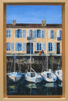 Named contemporary work « Le Port de Saint-Martin en Ré », Made by DANIELLE DE BLOCK