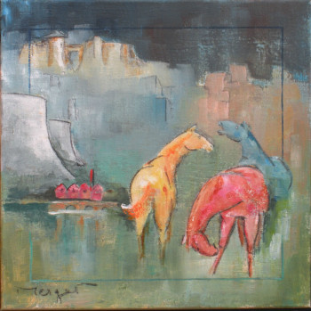 Named contemporary work « Les trois chevaux », Made by THIERRY MERGET