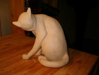 Named contemporary work « chat à la toilette », Made by NOIROT SYLVIA