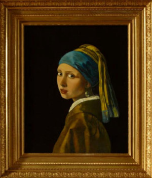 Named contemporary work « LA JEUNE FILLE A LA PERLE d'après VERMEER », Made by MICHELINE HANRARD LADOUL MHL.