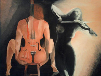 Named contemporary work « VIOLON NUS », Made by MICHEL MORLOT