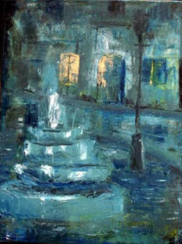 Named contemporary work « Fontaine sous la pluie », Made by GUILLOU