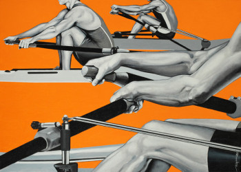 Named contemporary work « Aviron orange », Made by VINCENT DOGNA