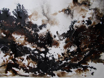 Named contemporary work « Encre de chine - brou de noix (4a) », Made by MARTINE MOREAU