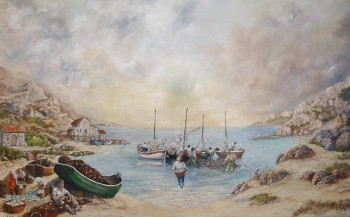 Named contemporary work « Le retour des pêcheurs », Made by ART D\'ANTAN