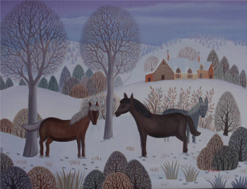 Named contemporary work « chevaux dans la neige », Made by CHRISTIAN VATAN