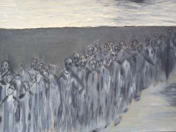 Named contemporary work « Les migrants », Made by ANNE DELABY