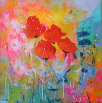 Named contemporary work « COQUELICOTS NOUVEAUX I », Made by MIREILLE MAURY