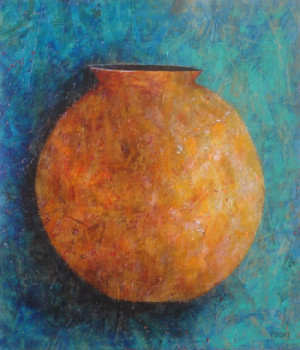 Named contemporary work « POTERIE ORANGEE », Made by MIREILLE MAURY