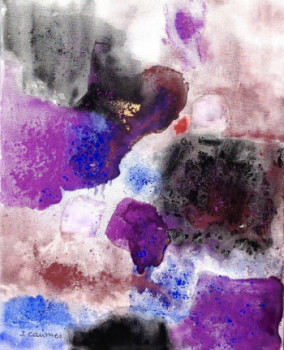 Named contemporary work « composition violette », Made by J. CAUMES