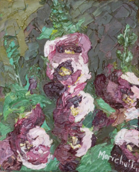 Named contemporary work « Les petites roses trémières », Made by MARICHALTON