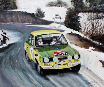 Named contemporary work « Monte Carlo 1972 - FORD ESCORT RS 1600 - JEAN-FRANCOIS PIORT - JIM PORTER », Made by ALAIN PINEDE