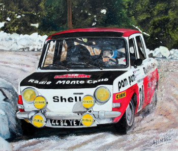 Named contemporary work « Monte Carlo 1973 - SIMCA RALLYE 2 - BERNARD FIORENTINO-MAURICE GELIN », Made by ALAIN PINEDE