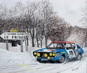 Named contemporary work « Monte Carlo 1975 - RENAULT 17 GORDINI 1800 - JEAN-FRANCOIS PIOT - JEAN DE ALEXANDRIS », Made by ALAIN PINEDE