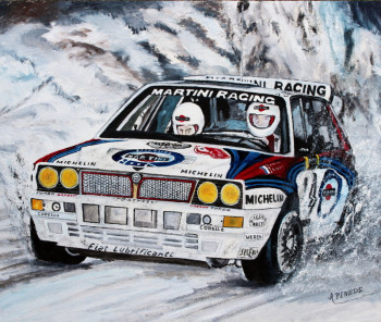 Named contemporary work « Monte Carlo 1992 - LANCIA DELTA HF INTEGRALE 16 V - DIDIER AURIOL-BERNARD OCCELI », Made by ALAIN PINEDE