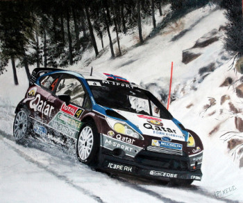 Named contemporary work « Monte Carlo 2013 - FORD FIESTA RS WRC - Mads Ostberg - Jonas Andersson », Made by ALAIN PINEDE