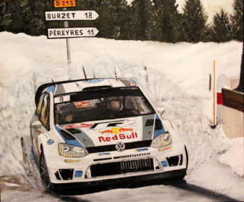 Named contemporary work « Monte Carlo 2013 - VOLKSWAGEN POLO WRC  -  Sébastien Ogier - Julien Ingrassia -2 », Made by ALAIN PINEDE