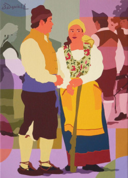 Named contemporary work « Le couple de portugais », Made by DANIELL