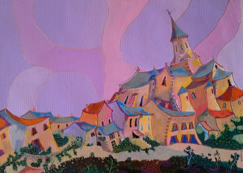 Named contemporary work « Chateauponsac », Made by OCEFA EN ART NAIF -