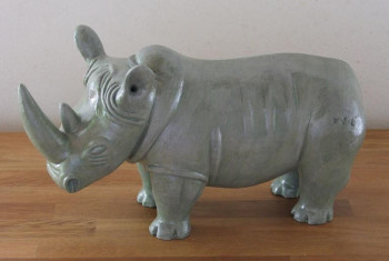Named contemporary work « Rhinocéros Blanc », Made by XAVIER JARRY-LACOMBE