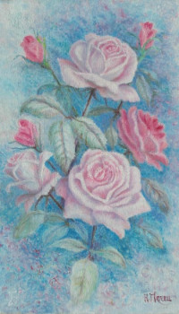 Named contemporary work « Roses pales », Made by AMALIA MEREU