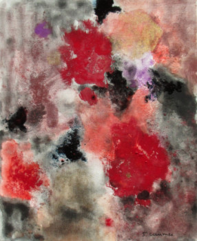 Named contemporary work « Composition rouge 3 », Made by J. CAUMES