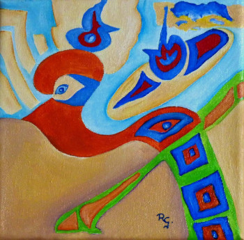 Named contemporary work « FANTASY BIRD », Made by RG