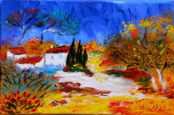 Named contemporary work « LA PROVENCE EN AUTOMNE », Made by MARIE-FRANCE BUSSET