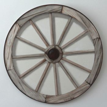 Named contemporary work « La vielle roue », Made by SOPHIEJ