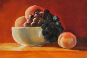 Named contemporary work « nature morte aux pêches », Made by BARTLET-DROUZY