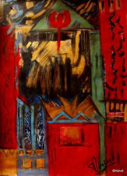 Named contemporary work « Le signe rouge-Sabine », Made by HERVé PLOUZEN