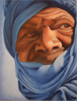 Named contemporary work « Homme bleu - portrait », Made by FREDERIQUE