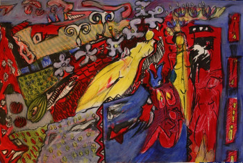 Named contemporary work « Femme jaune », Made by HERVé PLOUZEN